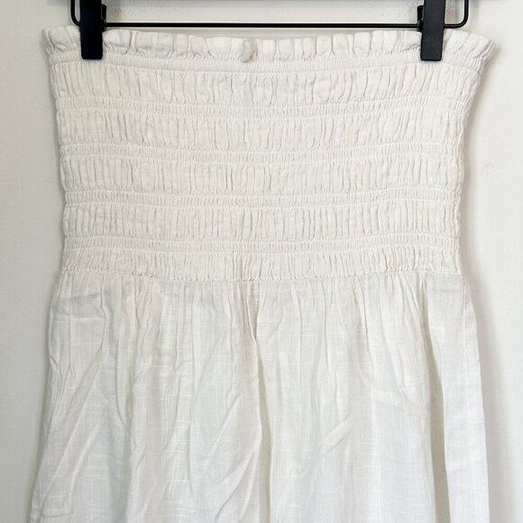 Faherty Strapless White Smocked Cover Up Dress - Size: Small - Picture 3 of 7